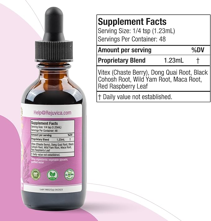 Balanced Femme Natural PMS and Menopause Support for Hot Flashes with Black Cohosh - All-Herbal Liquid Blend