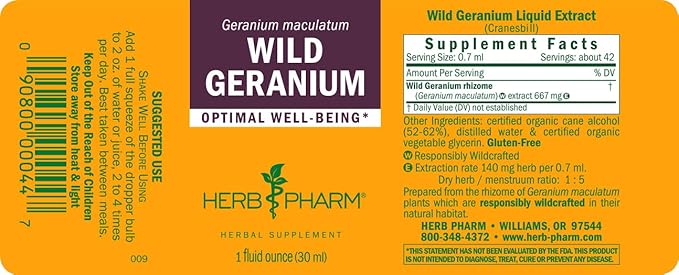Herb Pharm Wild Geranium (Cranesbill) Liquid Extract - 1 Ounce