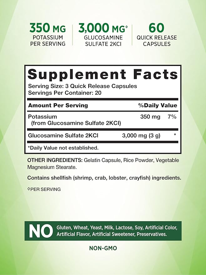Nature's Truth Glucosamine Sulfate Capsules | 3000mg | 60 Count | Triple Strength | Non-GMO & Gluten Free Supplement