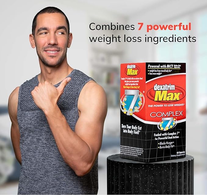 ILIOS Dexatrim Max Complex-7 | Lose Weight & Burn Fat w/Seven Healthy Ingredients Designed to Boost Energy & Reduce Hunger, Packed, 60 Capsules, 1 Pack
