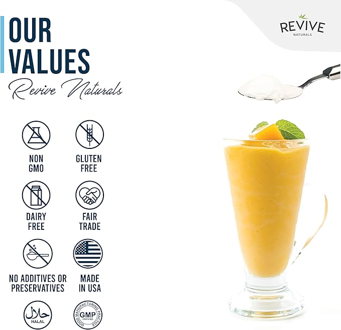Revive Naturals Multi Collagen Hydrolyzed Protein Powder (16oz) - Types I, II, III, V & X - Grass Fed Bovine, Wild Caught Marine, Free Roaming Chicken & Eggshell Collagen Peptides,
