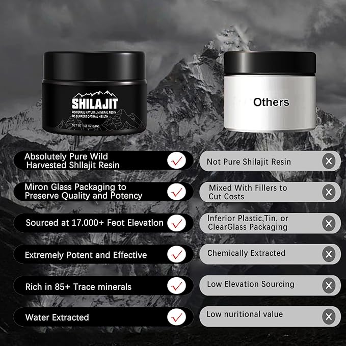 Shilajit Pure Himalayan - 50 Grams Natural Organic Shilajit Resin,Golden Grade Shilajit Supplement for Men and Women with 80+ Trace Minerals & Fulvic Acid for Energy, Immune Support