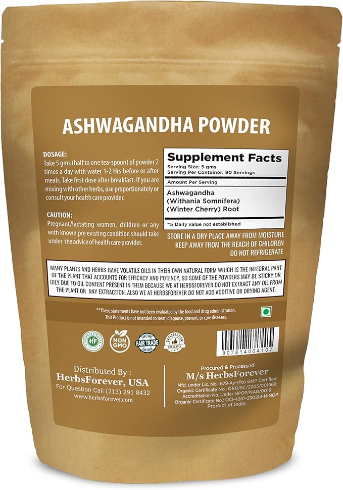 Ashwagandha Powder 454g I Winter Cherry, Non-GMO, Vegan, Gluten-Free I Ayurvedic Stress-Buster Supports Energy Booster, Vitality & Rejuvenator Overall Wellness