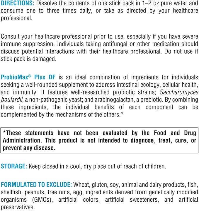 XYMOGEN ProbioMax Plus 40B - Probiotic Powder Supplement - Dairy Free Probiotics for Digestive Health - Saccharomyces boulardii, Lactobacillus acidophilus - Formerly ProbioMax Plus DF (30 Stick Packs)