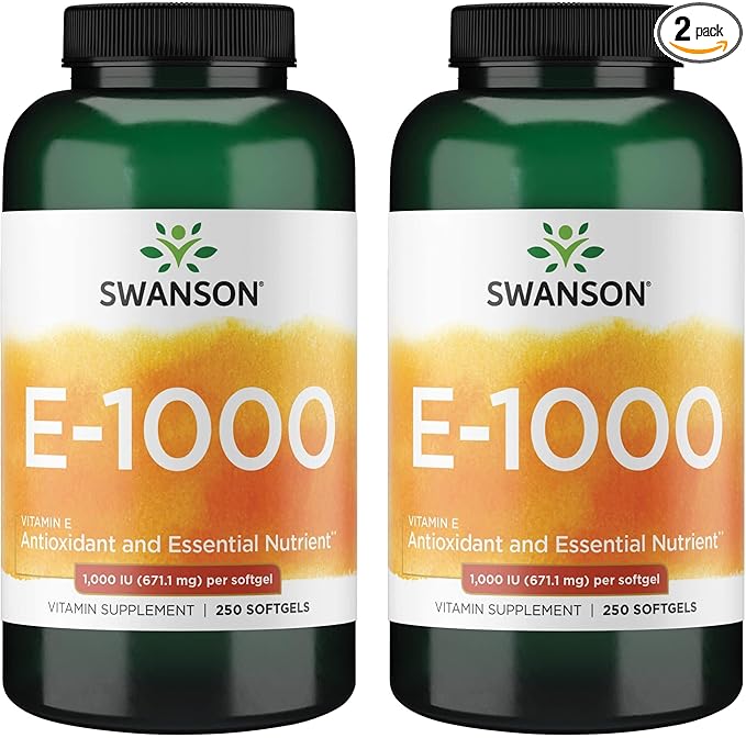 Swanson Natural Vitamin E 1000 Iu (671.10 Milligrams) 250 Sgels (2 Pack)