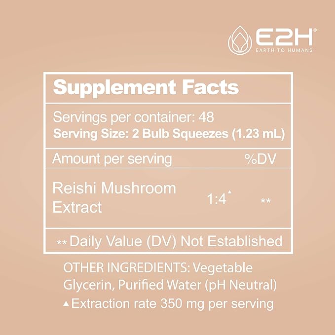 E2H Reishi Mushroom Extract - All-Natural Energy, Vitality and General Wellness Support from Advanced Mushroom Supplement - Reishi Mushrooms Supplement - Non-GMO, Vegan (2 Bottles)
