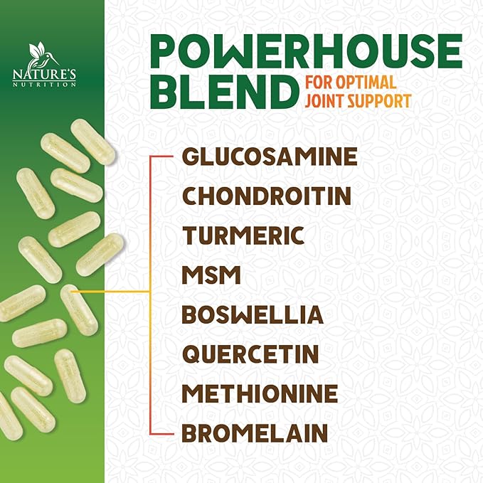 Glucosamine Chondroitin MSM 2100mg Complex - Joint Support Supplement Turmeric & Boswellia, Triple Strength Glucosamine Capsules - Support for Joint Mobility with Quercetin Bromelain - 180 Capsules