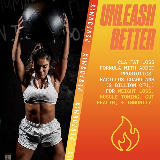 PERFORMIX - AbCuts CLA + Probiotics - Fitness Goals - Supports Lean Muscle Growth & Gut Health - Energy & Endurance - Digestive Health Wellness - Women & Men - 100 Soft Gels