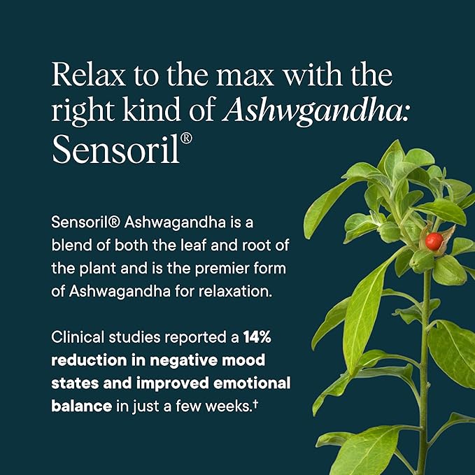 Ora Organic - Stress Relief Supplement - Supports Mood & Mental Focus - Feel Calm & Relaxed - Sensoril Ashwagandha, Saffron, Ginseng, L-Theanine, Lemon Balm - 60 Capsules
