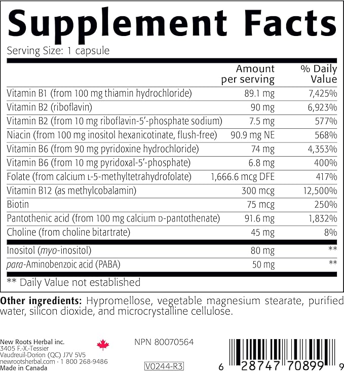 New Roots | Ultra Vitamin B Supplement 100 Mg (180 Capsules)