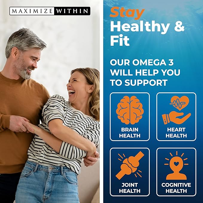 Maximum Slim Max Omega 3 Fish Oil Pills - Triple Strength Fish Oil Supplement (2000 mg Total Omega 3 Fatty Acids: 600mg DHA + 800 mg EPA per Serving)