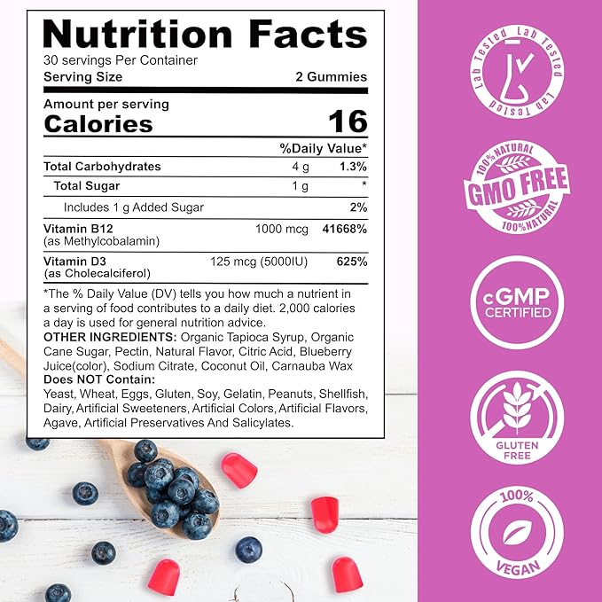 NEVISS Melatonin + Vitamin D3 & B12 Gummies, Vegan, 2+2=4 Pack