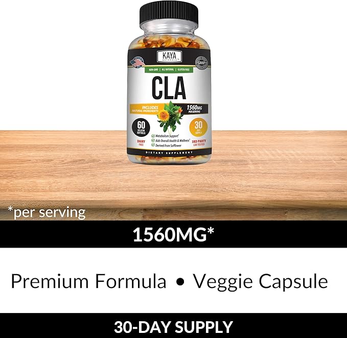 Kaya Naturals CLA Capsules – Conjugated Linoleic Acid – Non-GMO & Gluten-Free (60 Count (Pack of 1))