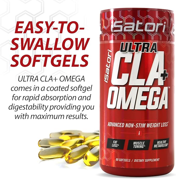 iSatori Ultra CLA - Omega 3 6 9 Safflower Oil Fish Oil Conjugated Linoleic Acid - Natural Weight Loss Exercise Enhancement Fat Burner Muscle Toner - Stimulant Free Dietary Supplement - 90 Softgels