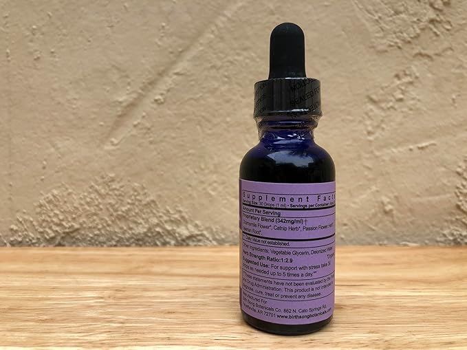 Solid & Serene Herbal Stress and Mood Support Tincture, Herbal Passionflower Supplement for Deep Relaxation, Naturally Calming Herbal Drops for Stress Support 1 oz. Bottle