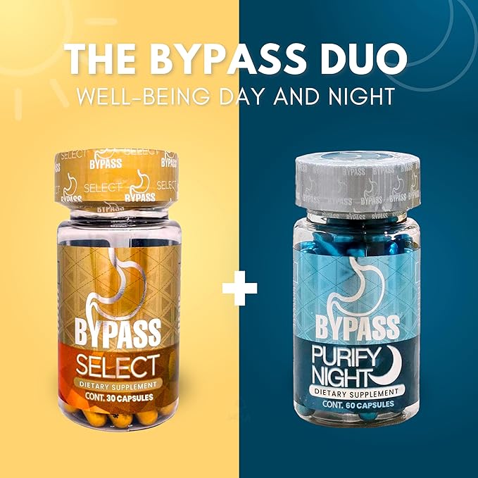 Bypass Duo Select & PURIFY - Quemá grasa de día y de Noche (Select 30caps) - (purify 60caps), Blue and Gold