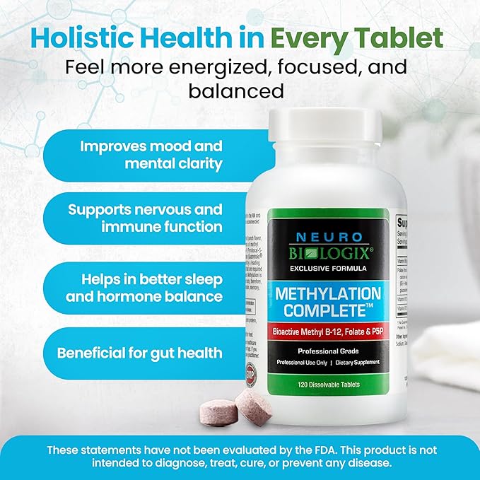 Methylation Complete - Methylated B Complex Vitamins to Aid Over 200 Body Processes - Methyl B Complex to Support Energy, Cell Function & Immunity - Enhanced Absorption with Methyl B12 B6 & Folate