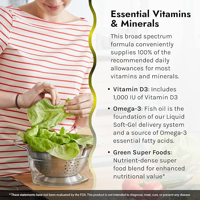 Irwin Naturals Only One Liquid-Gel Multi - 60 Liquid Softgels - No Iron Daily Essential Vitamins, Minerals, Antioxidants, Omega-3 & Green Super Foods