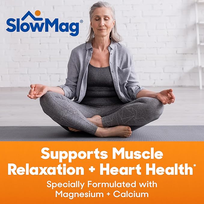 SlowMag® Magnesium Powder, Magnesium + Calcium Supplement Drink Mix, Raspberry Lemon Flavor, Supports Muscle Relaxation & Heart Health, 4oz