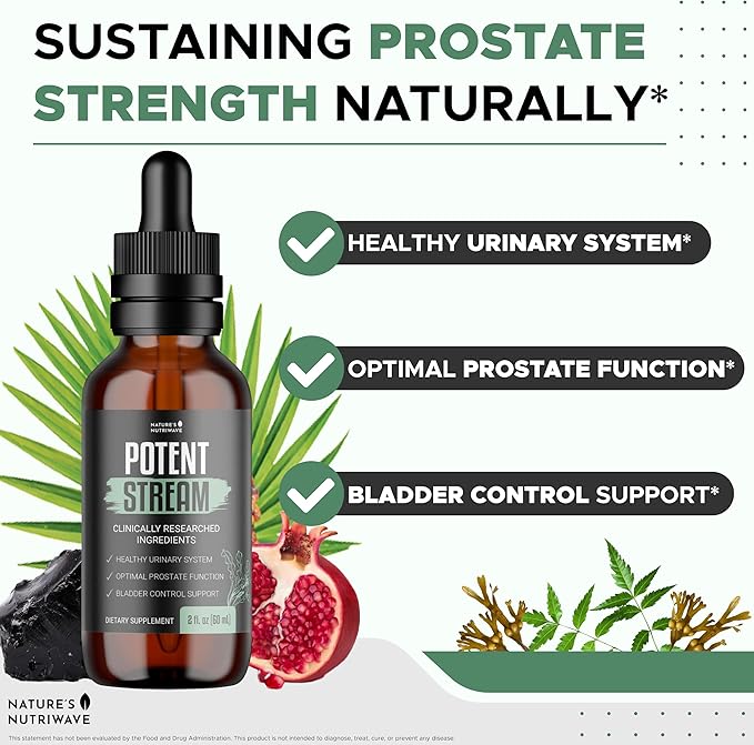 PotentStream Drops - Original Formula, Natural Liquid Supplement with Plant Extracts | 100% Natural, Made in USA, 6 Month Supply