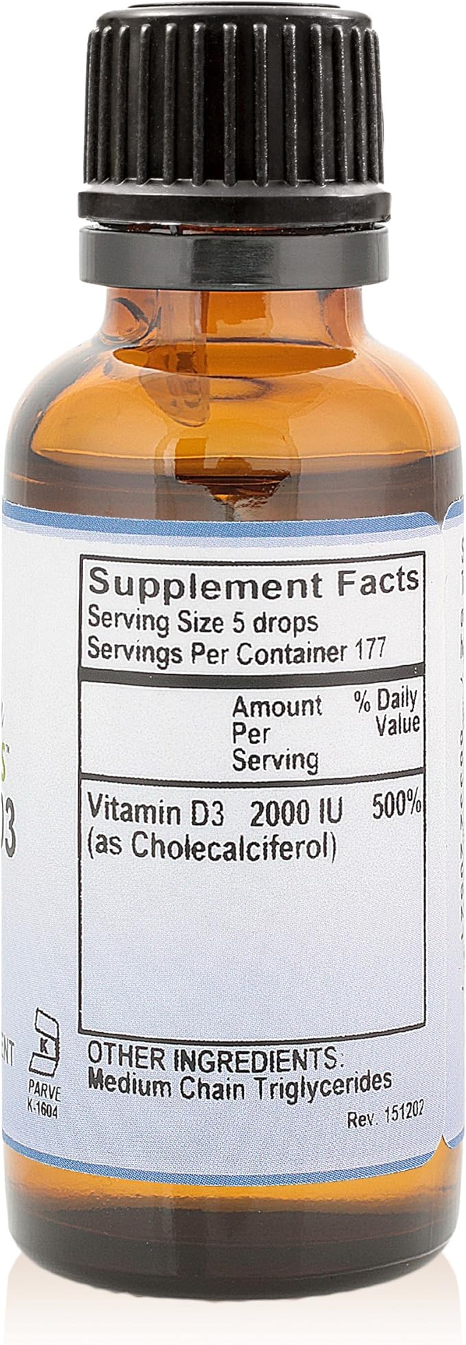 Liquid Vitamin D Drops - Unflavored Kosher D3 Liquid Drops in MCT Oil - 2000iu per Serving - 1oz Bottle