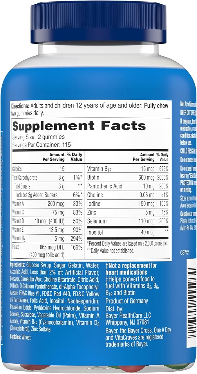 One A Day Men’s Multivitamin Gummies, Multivitamin for Men with Vitamin A, C, D, E, Calcium & More To Support Healthy Muscle Function, Gummies, 230 Count