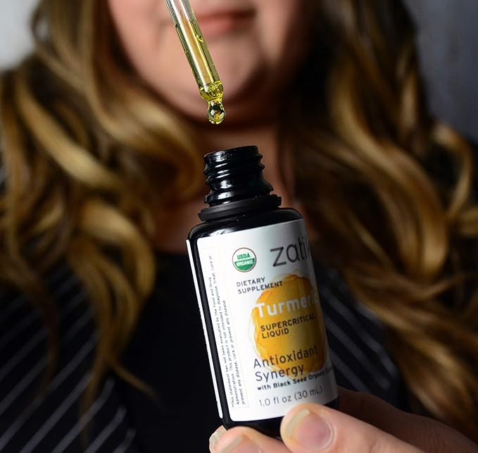 Zatik Naturals - Turmeric Supercritical Liquid Synergy with Black Seed Organic CO2 Extract, Antioxidant, Cold Pressed, Unrefined Oil, Vegan, Non-GMO, Organic, 1.0 fl oz.