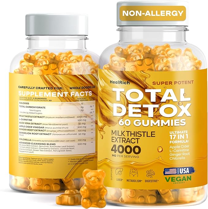 Total Detox - 4000MG Milk Thistle Detox – Liver Cleanse & Repair with ACV, L-Carnitine & Ginger – Vegan Formula