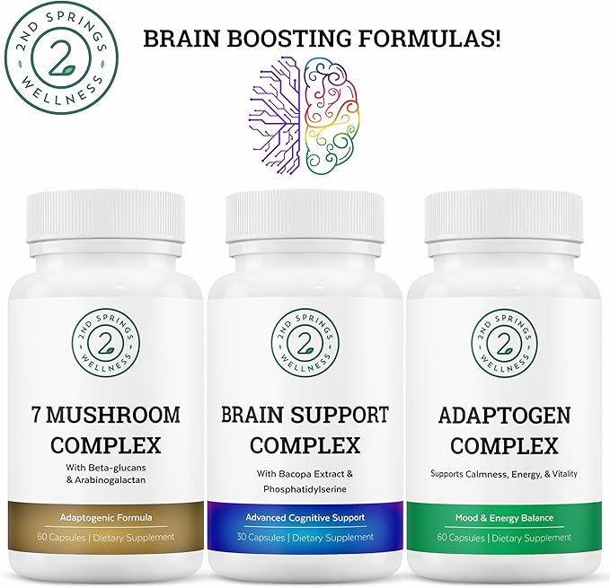 Organic Mushroom Complex - 7 Mushroom Blend Immune Support Nootropic & Cognitive Health Supplement with Organic Lion's Mane, Chaga, Maitake, Shiitake, Reishi, Turkey Tails, Cordyceps Mix