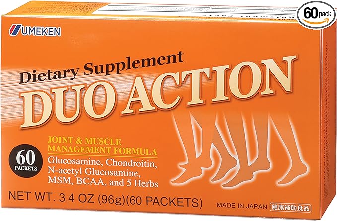 Umeken Duo Action, Infused with MSM + BCAA Herbal Formula, Chondroitin & Glucosamine Nutritional Supplements, Every Box Contains 60 Packets, Pack of 1, 1 Month Supply