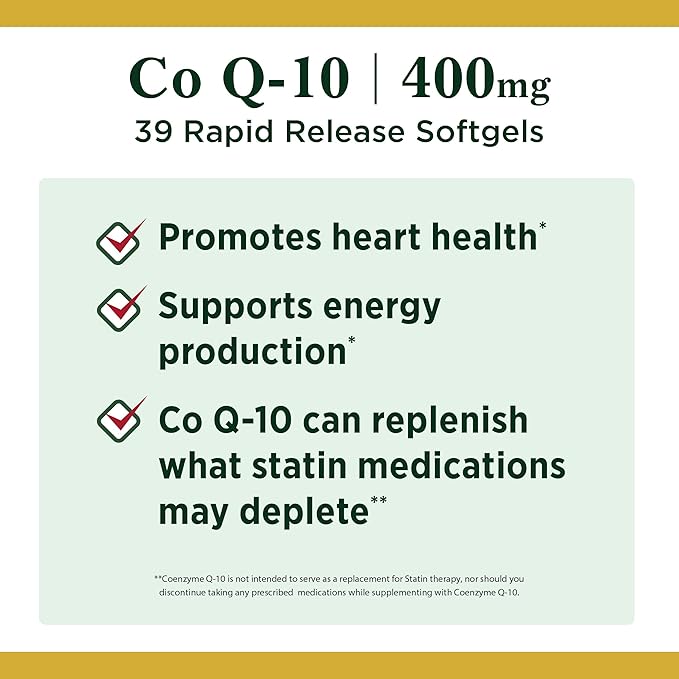 Nature's Bounty CoQ10, Dietary Supplement, Supports Heart Health, 400mg, 39 Softgels (Pack of 3)