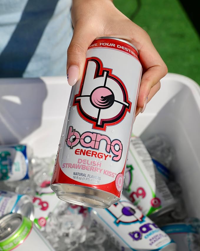 Bang Energy Delish Strawberry Kiss, Sugar-Free Energy Drink, 16 Fl Oz (Pack of 12)