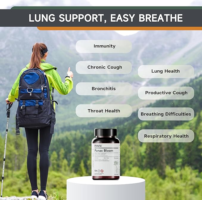 Natural Herbal Ingredients Capsules | Enhance Overall Lung Health, Support A Healthy Immue System | Ginseng, Citri Maxima, Citri Reticulata, & Liquorice | 60 Vegetarian Capsules