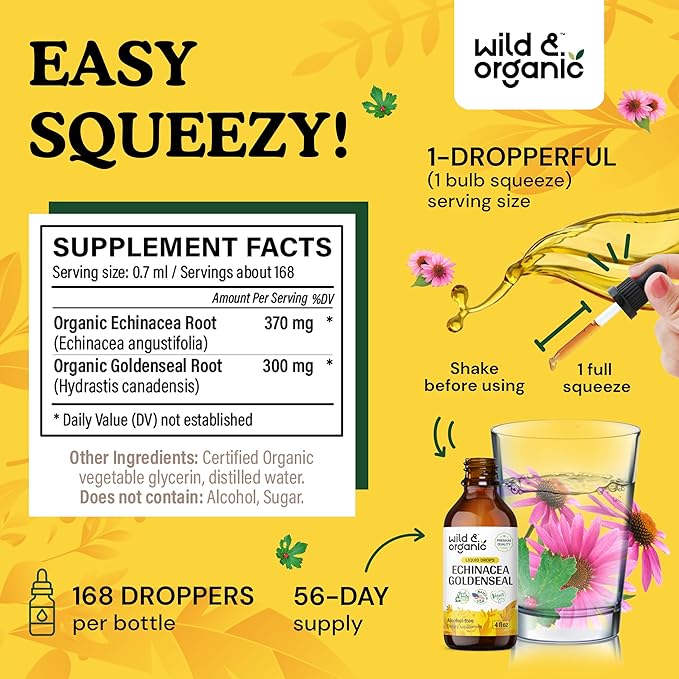 Wild & Organic Echinacea Goldenseal Tincture 4 fl oz & Immune Support Gummies