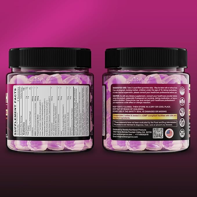 NAD+ Supplement for Women & Men, NMNH Gummies with Urolithin A, Polyphenol Complex, Resveratrol, Ultra Strength Optimized Aging, Cell Regeneration, Longevity, DNA Repair, Focus, Sugar Free, 60cts