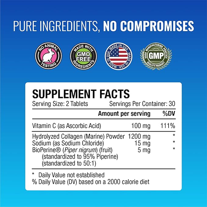 Approved Science Collagen Pills - Absorbable Marine Collagen Types I and III - 360 Tablets - Healthy Hair and Skin - Vitamin C, Sodium, and Bioperine for Fast Results - Non-GMO, Made in USA
