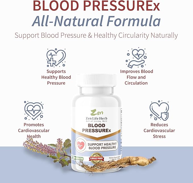 Blood PressuREx - Heart Health Blood Pressure Support Supplement-Support Blood Pressure & Healthy Circularity Naturally Ginseng Plus Blend 100% Pure Plant-Based Supplement (60 Capsules)