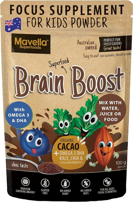 Focus Supplement for Kids Brain Boost - Omega-3 DHA Flaxseed Natural Focus & Attention Supplement for Kids with Attention Challenge Support Kids Focus Vitamins 3.52oz (100g)