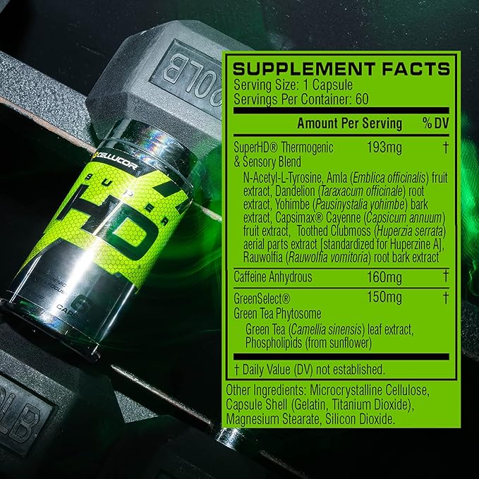 Cellucor SuperHD Thermogenic Fat Burner Weight Loss Supplement, Appetite Suppressant, & Energy Booster Capsimax, Green Tea Extract, 160mg Caffeine & More 60 Capsules (Packaging May Vary)