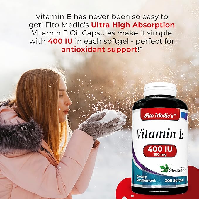FITO MEDIC'S Lab - Vitamin e - 400 IU, 300 Softgels of - Pure- Vitamin e Oil - for Antioxidant Support- Vitamin e Capsules - Ultra high Absorption- vitamina e.
