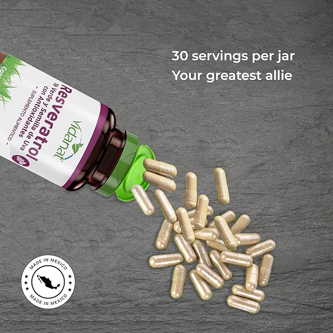 Vidanat Resveratrol 300 mg – Antioxidant Supplement for Heart Health, Anti-Aging, and Immune Support – 30 Capsules (Pack of 1) Green Tea and Grape Seed