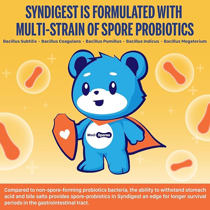 Syndigest probiotic daily care for women & men with dual benefit of 5 probiotic & prebiotic strains, balance gut health & relieves constipation, travel friendly, 60 capsules (2 billions CFU/serving)