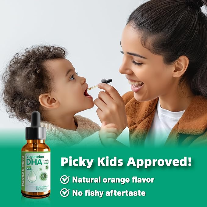 Nature's Nutra Vegetarian DHA, Premium Liquid DHA for Baby, Infant, Kids and Children, Non-GMO, DHA 100 mg, Pure Plant Source, 2 Fl Oz (60ml)