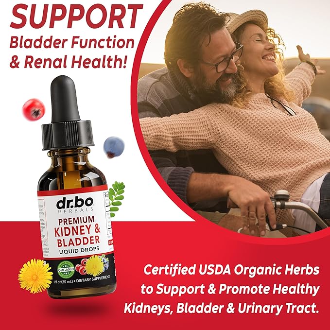 Kidney Cleanse Detox Support Supplement & Bladder Health Drops - Organic Kidney Bladder Supplements Drops & Pills Juniper Berry Cleavers Dandelion Cranberry - Kidneys Renal & Urinary Tract Supplements