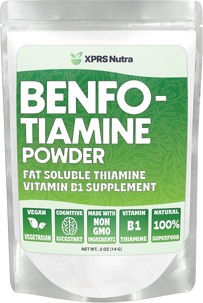 XPRS Nutra Benfotiamine (Thiamine) - Fat Soluble Happy Heart Thiamine - Enhanced Vitamin B1 Benfotiamine to Support Cognitive Health - Vegan Friendly Benfotamine (.5 Ounce)