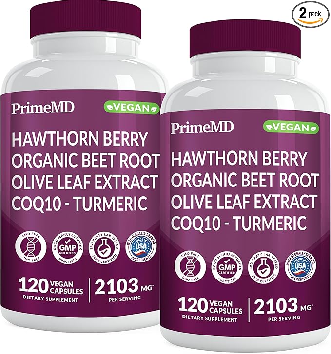 26-in-1 Nitric Oxide Supplement - Blood Pressure Supplements for Heart Health with Coq 10, Organic Beet Root Capsules with Hawthorn Berry and Garlic, 2103mg Per Serving (120 ct, 2 Pack)