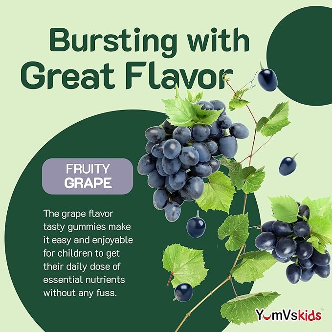 YumVs Complete Kids Iron Gummies - Kids Iron Supplement Gummies with Vitamin C - Grape Flavor, Children's Chewable Iron Supplement for Kids, Kosher Halal Gluten Free Vegetarian Iron Gummies (60 Count)