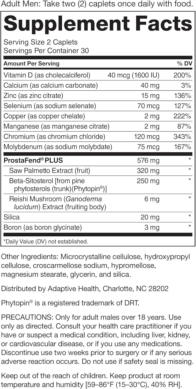 Advanced with Saw Palmetto - Prostate Health Supplements for Men, Bladder & Urinary Support with Beta-sitosterol, Reishi, Saw Palmetto, Vitamin D, Zinc Oxide, Selenium - 60 Count