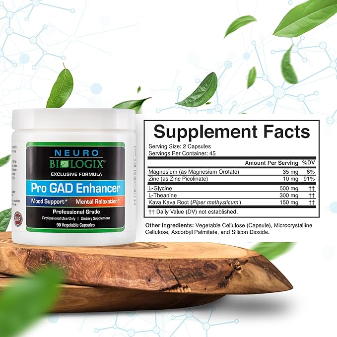 Pro GAD Enhancer 90 Capsules – Multi-Action GABA Supplement for Relaxation, Mood &, Nervous System – Contains 5 Key Ingredients, Including Magnesium, Zinc, L Theanine & Kava Kava