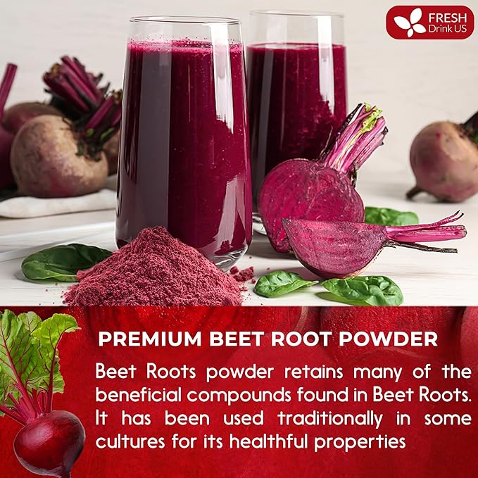 FRESHDRINKUS, Premium 42oz Beet Root Powder, 100% Natural and Pure from Beet Root, Beetroot Powder Perfect for Smoothies, Energy Booster, Soups and Sauces. No Additives, No Gluten, No Sugar, Vegan